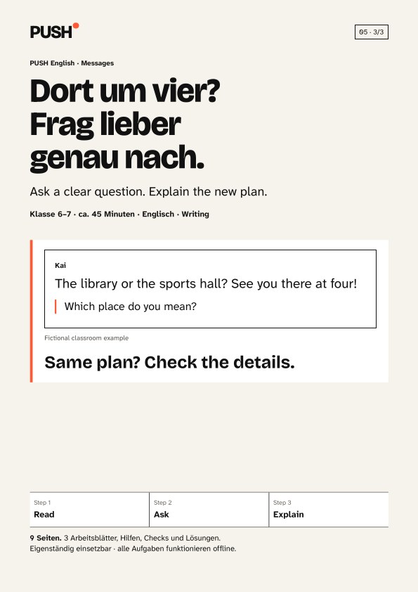 Cover: Clear up a plan – Arbeitsblätter mit Lösungen Kl. 6–7
