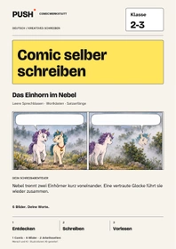 Cover: Comic selber schreiben | Klasse 2-3 | Das Einhorn im Nebel
