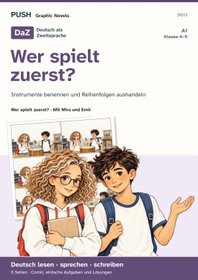Cover: DaZ A1: Wer spielt zuerst? – Comic, Aufgaben und Lösungen