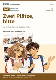 Cover: DaZ A1: Zwei Plätze, bitte – Comic, Aufgaben und Lösungen