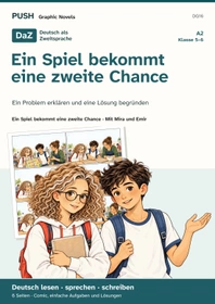 Cover: DaZ A2: Ein Spiel bekommt eine zweite Chance – Comic, Aufgaben und Lösungen