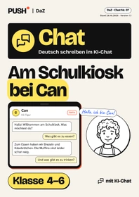 Cover: Deutsch schreiben im KI-Chat (DaZ): Am Schulkiosk einkaufen – Kl. 4–6