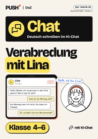 Cover: Deutsch schreiben im KI-Chat (DaZ): Verabredung mit Lina – Kl. 4–6