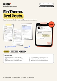 Cover: Ein Thema, drei Posts: Hauptaussagen finden – Arbeitsblätter Kl. 6–7