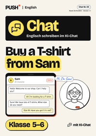 Cover: Englisch schreiben im KI-Chat: T-Shirt kaufen – Kl. 5–6