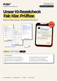 Cover: Unser KI-Regelcheck: Fair und überprüfbar – Arbeitsblätter Kl. 7–8